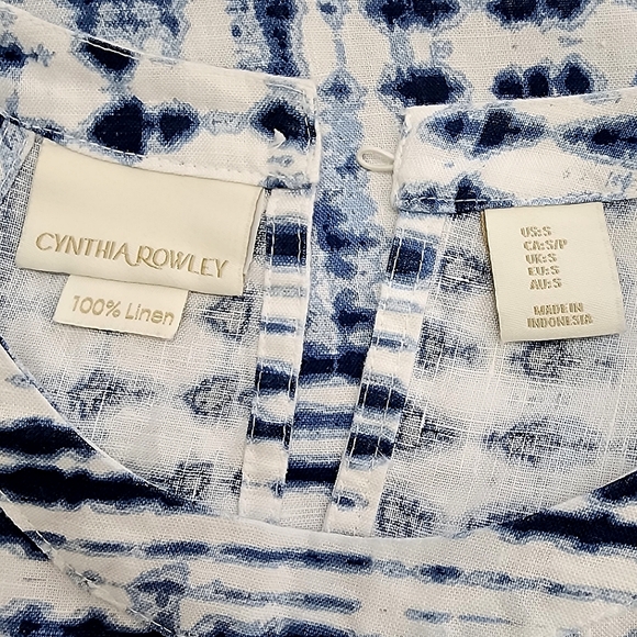 Cynthia Rowley 100% Linen Dress NWOT Size Small Blue and White - Picture 6 of 11